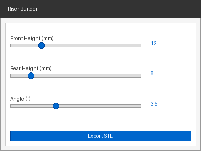 Slider controls for height and angle adjustment